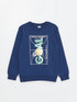 LC Waikiki Crew Neck Printed Reversible Sequined Long Sleeve Boy T-Shirt